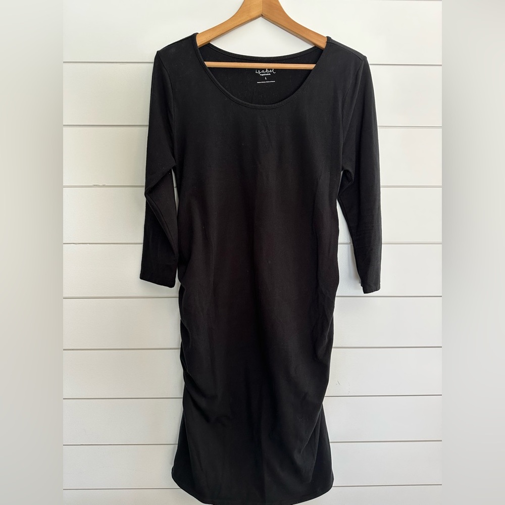 Black long sleeve midi maternity dress
